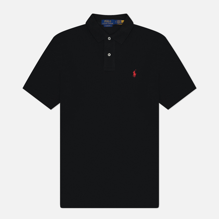 Мужское поло Polo Ralph Lauren Custom Slim Fit Mesh, цвет чёрный, размер M