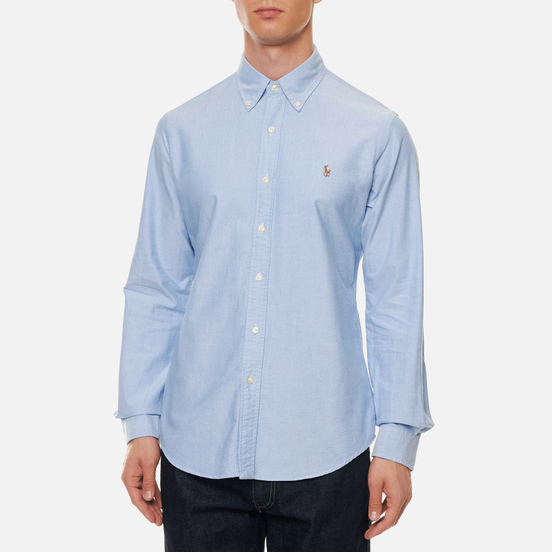 Мужская рубашка Polo Ralph Lauren Classic Oxford Custom Fit Blue