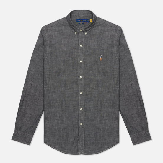 Мужская рубашка Polo Ralph Lauren Slim Fit Chambray Light Grey