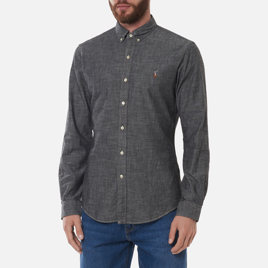 Мужская рубашка Polo Ralph Lauren Slim Fit Chambray Light Grey