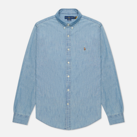 Мужская рубашка Polo Ralph Lauren Slim Fit Indigo Chambray Light Indigo