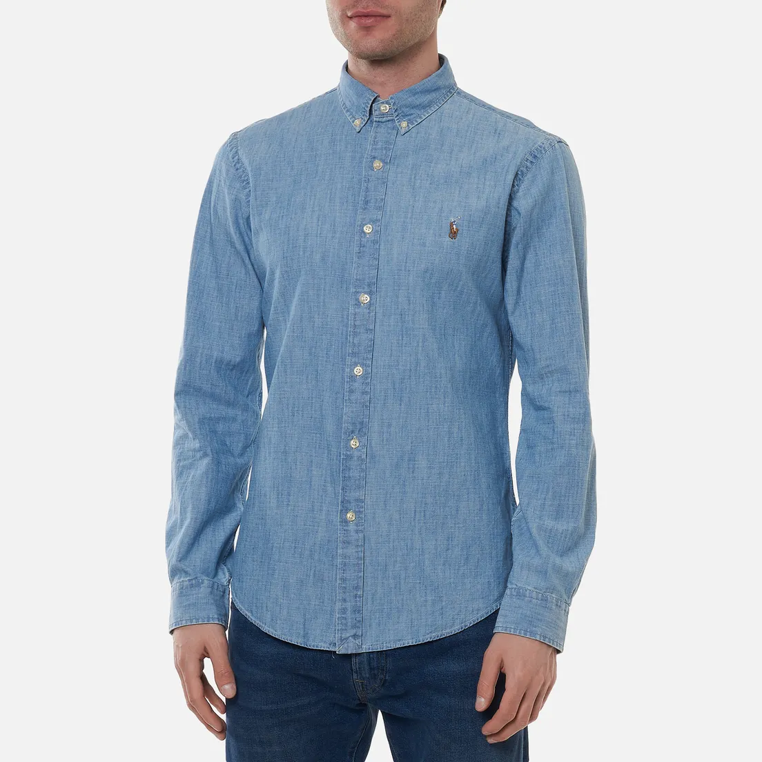 Polo Ralph Lauren Мужская рубашка Slim Fit Indigo Chambray