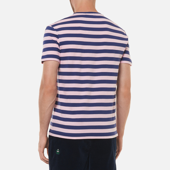 Мужская футболка Polo Ralph Lauren Custom Slim Fit Striped Boathouse Navy/Garden Pink