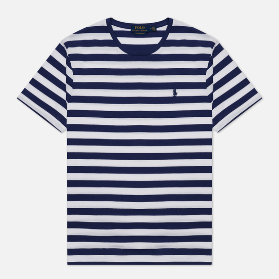 Мужская футболка Polo Ralph Lauren Custom Slim Fit Striped Boathouse Navy/White