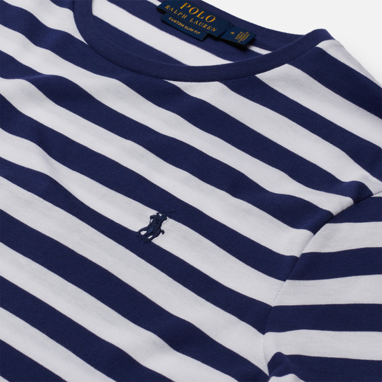 Мужская футболка Polo Ralph Lauren Custom Slim Fit Striped Boathouse Navy/White