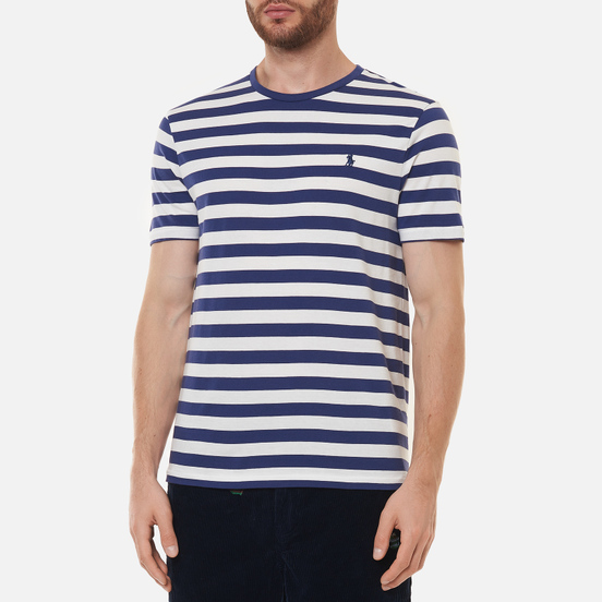 Мужская футболка Polo Ralph Lauren Custom Slim Fit Striped Boathouse Navy/White