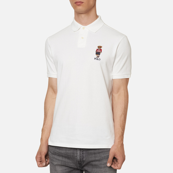 Мужское поло Polo Ralph Lauren Polo Sport Bear Basic Mesh White