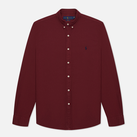 Мужская рубашка Polo Ralph Lauren Slim Fit Garment Dyed Oxford Classic Wine