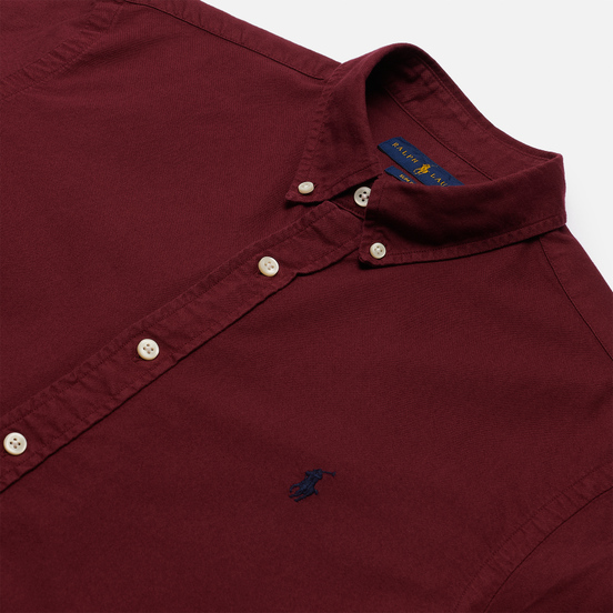 Мужская рубашка Polo Ralph Lauren Slim Fit Garment Dyed Oxford Classic Wine