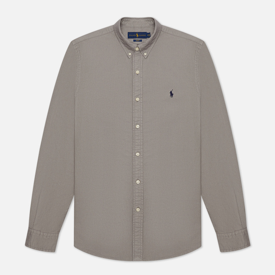 Мужская рубашка Polo Ralph Lauren Slim Fit Garment Dyed Oxford Perfect Grey