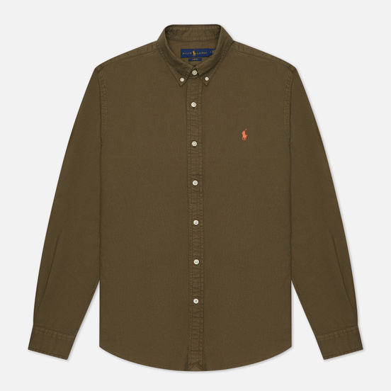 Мужская рубашка Polo Ralph Lauren Slim Fit Garment Dyed Oxford Defender Green
