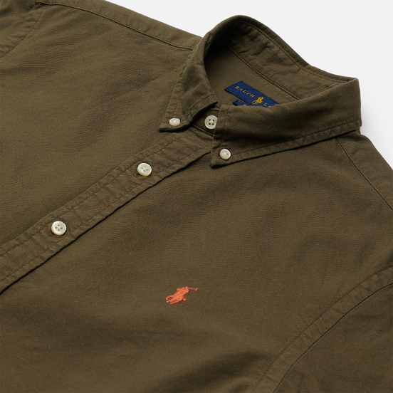 Мужская рубашка Polo Ralph Lauren Slim Fit Garment Dyed Oxford Defender Green