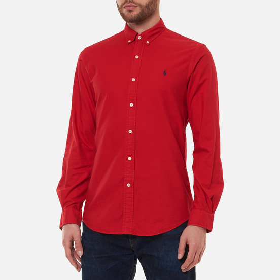 Мужская рубашка Polo Ralph Lauren Slim Fit Garment Dyed Oxford Red
