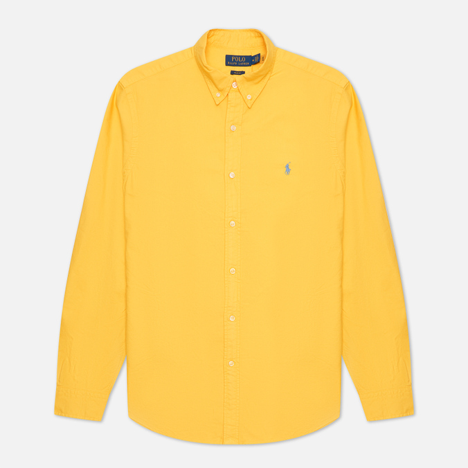 Мужская рубашка Polo Ralph Lauren, цвет жёлтый, размер S 710-804257-028 Slim Fit Garment Dyed Oxford - фото 1