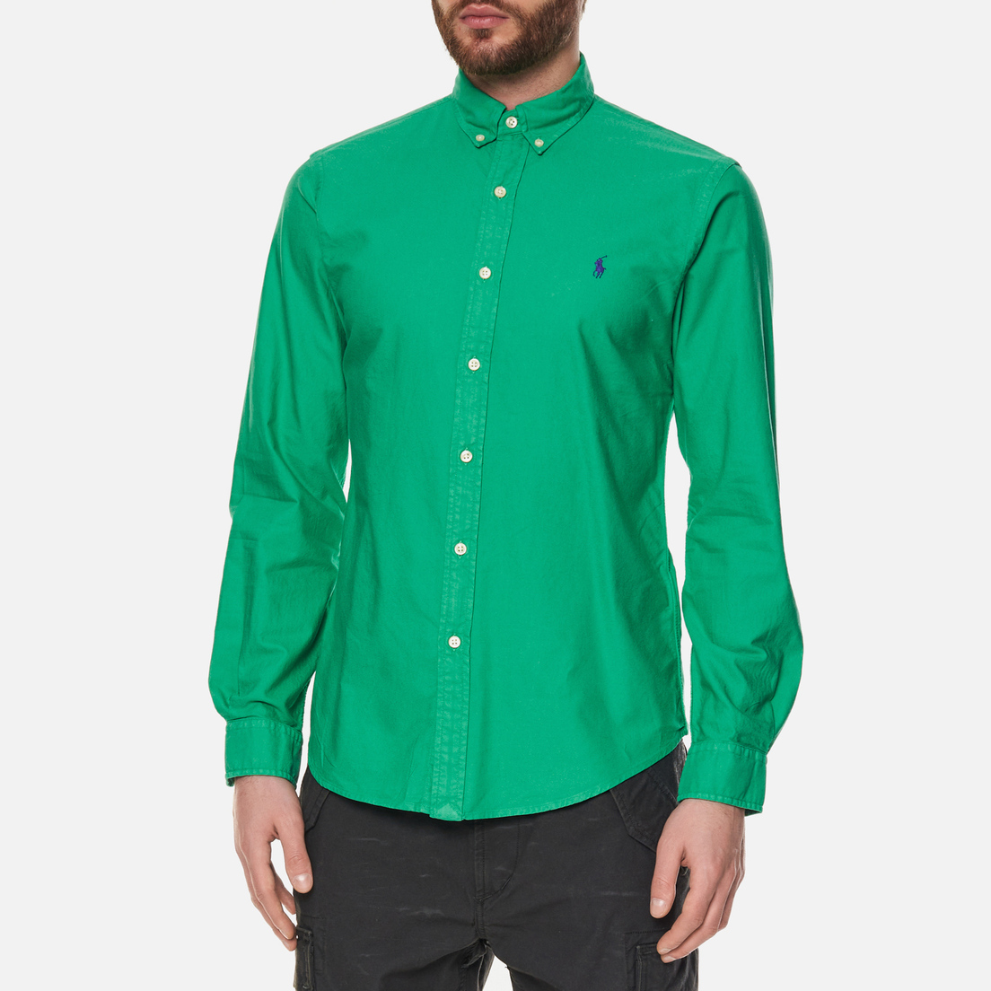Polo Ralph Lauren Мужская рубашка Slim Fit Garment Dyed Oxford
