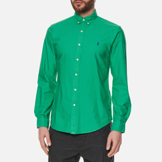 Мужская рубашка Polo Ralph Lauren Slim Fit Garment Dyed Oxford Cabo Green