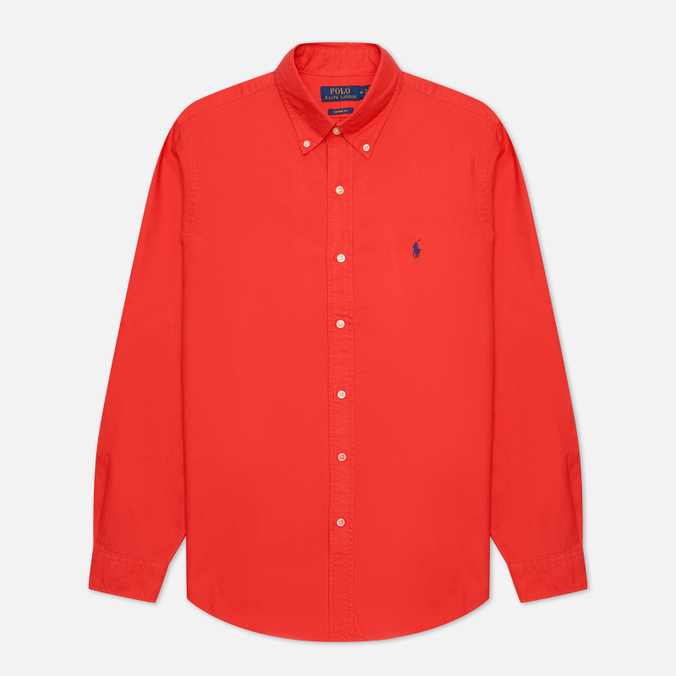 Мужская рубашка Polo Ralph Lauren, цвет красный, размер M 710-805564-025 Custom Fit Garment Dyed Oxford - фото 1