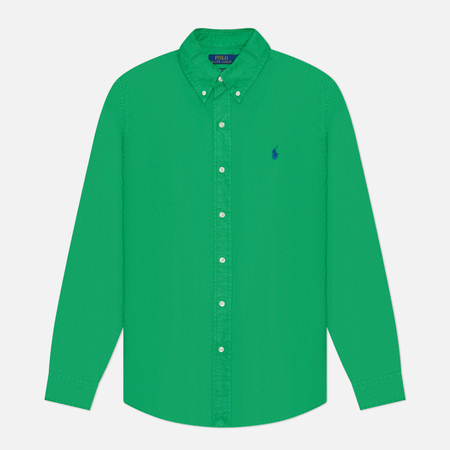 Мужская рубашка Polo Ralph Lauren Custom Fit Garment Dyed Oxford, цвет зелёный, размер M