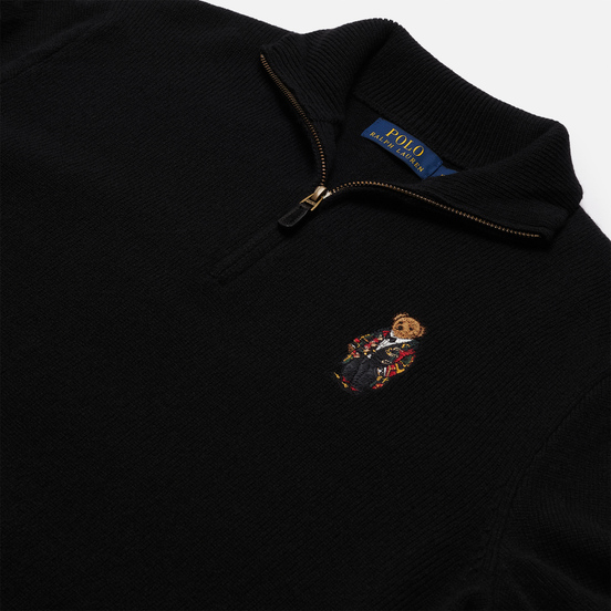 Мужской свитер Polo Ralph Lauren Half-Zip Embroidered Bear Black