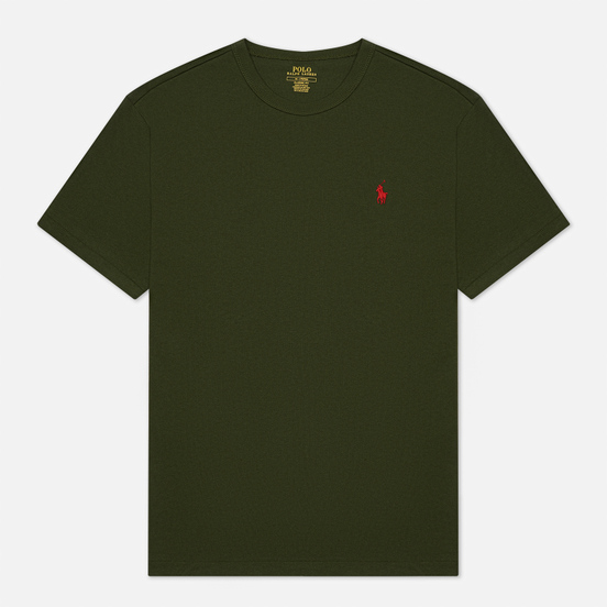 Мужская футболка Polo Ralph Lauren Logo Polo Pony Heavyweight Jersey Army/Red
