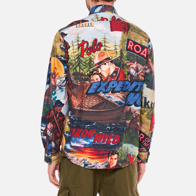 Мужская рубашка Polo Ralph Lauren, цвет комбинированный, размер M 710-815031-001 Printed Flannel Expedition Poster - фото 4