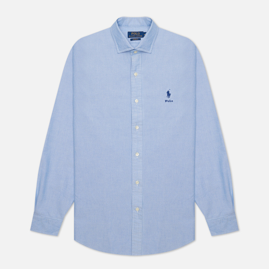 Мужская рубашка Polo Ralph Lauren Custom Fit Classic Oxford Embroidered Logo BSR Blue