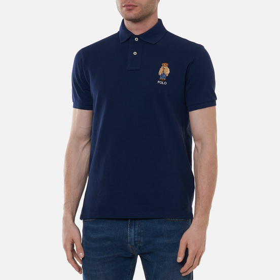 Мужское поло Polo Ralph Lauren Custom Slim Fit Polo Bear Newport Navy