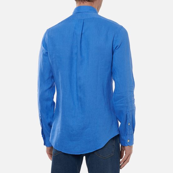 Мужская рубашка Polo Ralph Lauren Slim Fit Piece Dye Linen Harbour Island Blue