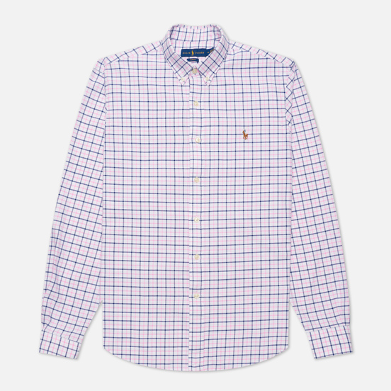 Мужская рубашка Polo Ralph Lauren Slim Fit Plaid Oxford Pink/White