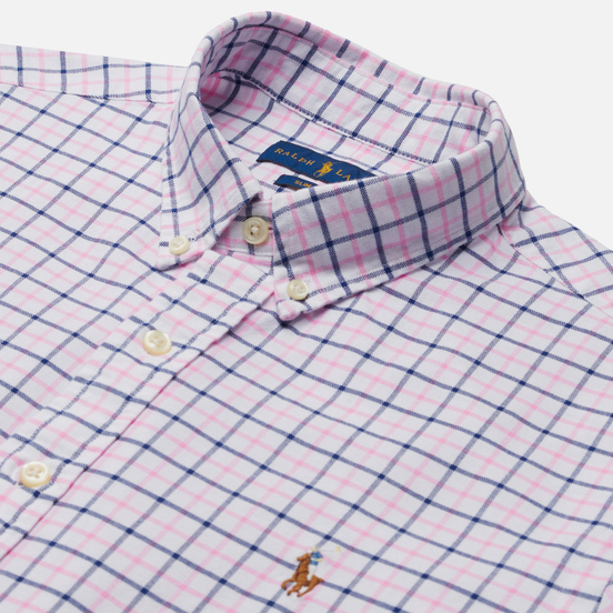 Мужская рубашка Polo Ralph Lauren Slim Fit Plaid Oxford Pink/White