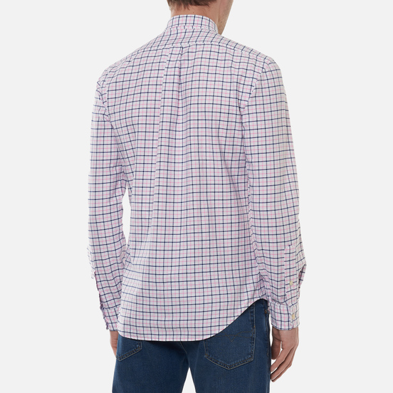 Мужская рубашка Polo Ralph Lauren Slim Fit Plaid Oxford Pink/White