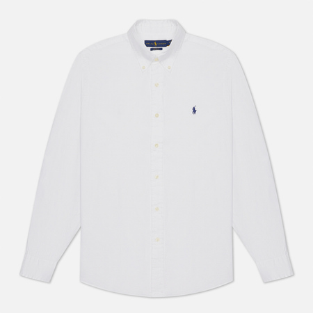 Мужская рубашка Polo Ralph Lauren Custom Fit Washed Pinpoint Oxford, цвет белый, размер M