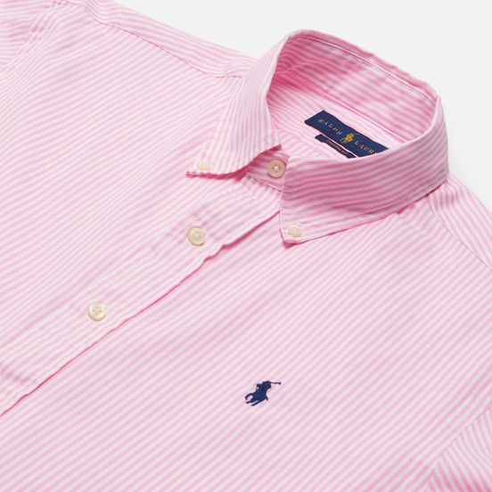 Мужская рубашка Polo Ralph Lauren Custom Fit Washed Pinpoint Oxford Pink/White