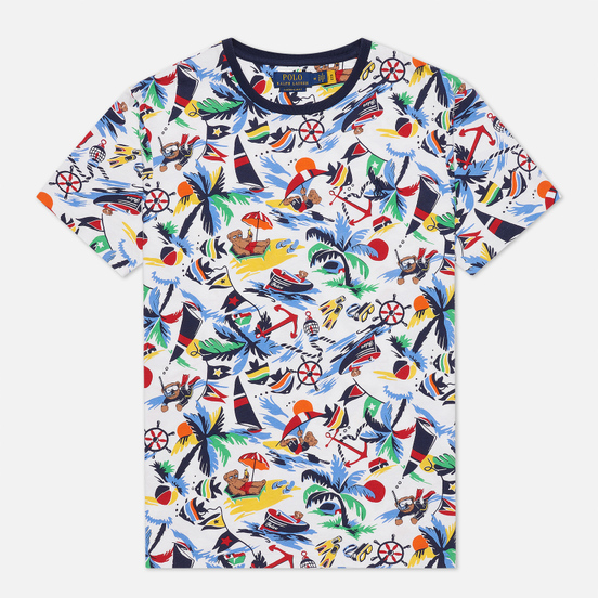 Мужская футболка Polo Ralph Lauren Polo Bear Camp Crew Neck White Nautical Deco Bearwaiian