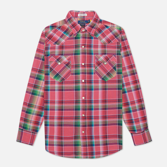 Мужская рубашка Polo Ralph Lauren Classic Fit Madras Western Pink/Blue