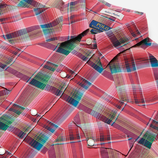 Мужская рубашка Polo Ralph Lauren Classic Fit Madras Western Pink/Blue