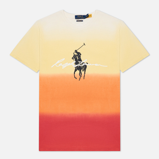 Мужская футболка Polo Ralph Lauren Custom Slim Fit Dip-Dyed Graphic Classic Peach Dip Dye/Multi