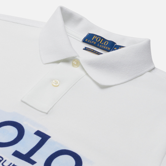 Мужское поло Polo Ralph Lauren Custom Slim Fit Polo Club Scenic White