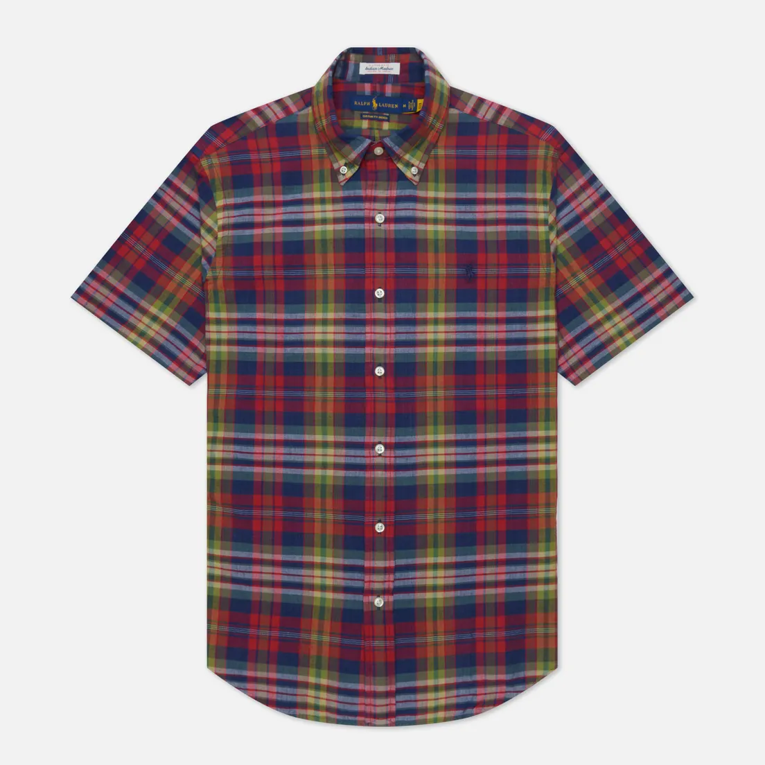 Polo Ralph Lauren Мужская рубашка Custom Fit Indigo Bleeding Madras