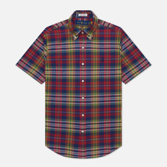Мужская рубашка Polo Ralph Lauren Custom Fit Indigo Bleeding Madras Navy/Red Multi
