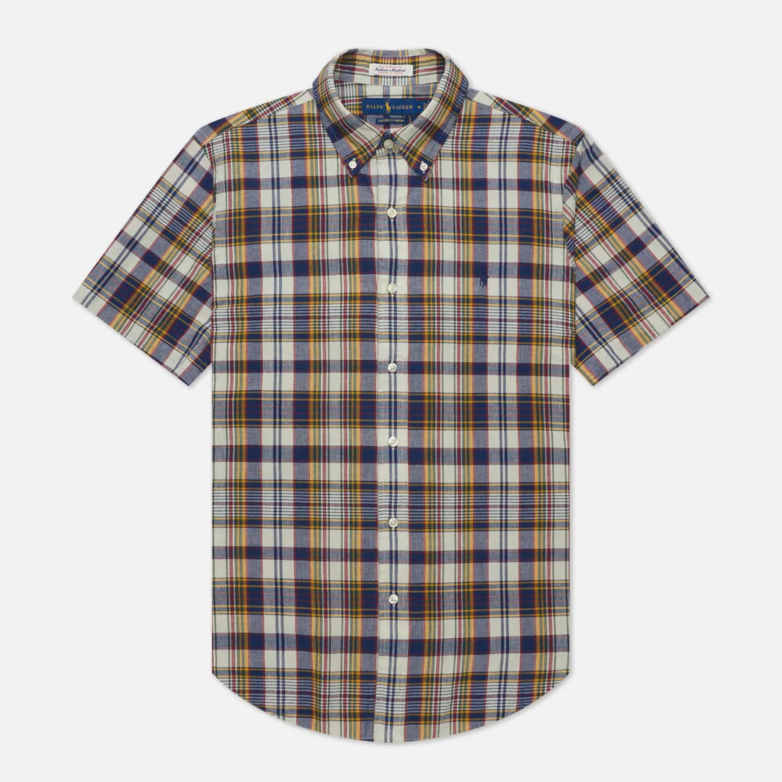Polo Ralph Lauren Мужская рубашка Custom Fit Indigo Bleeding Madras