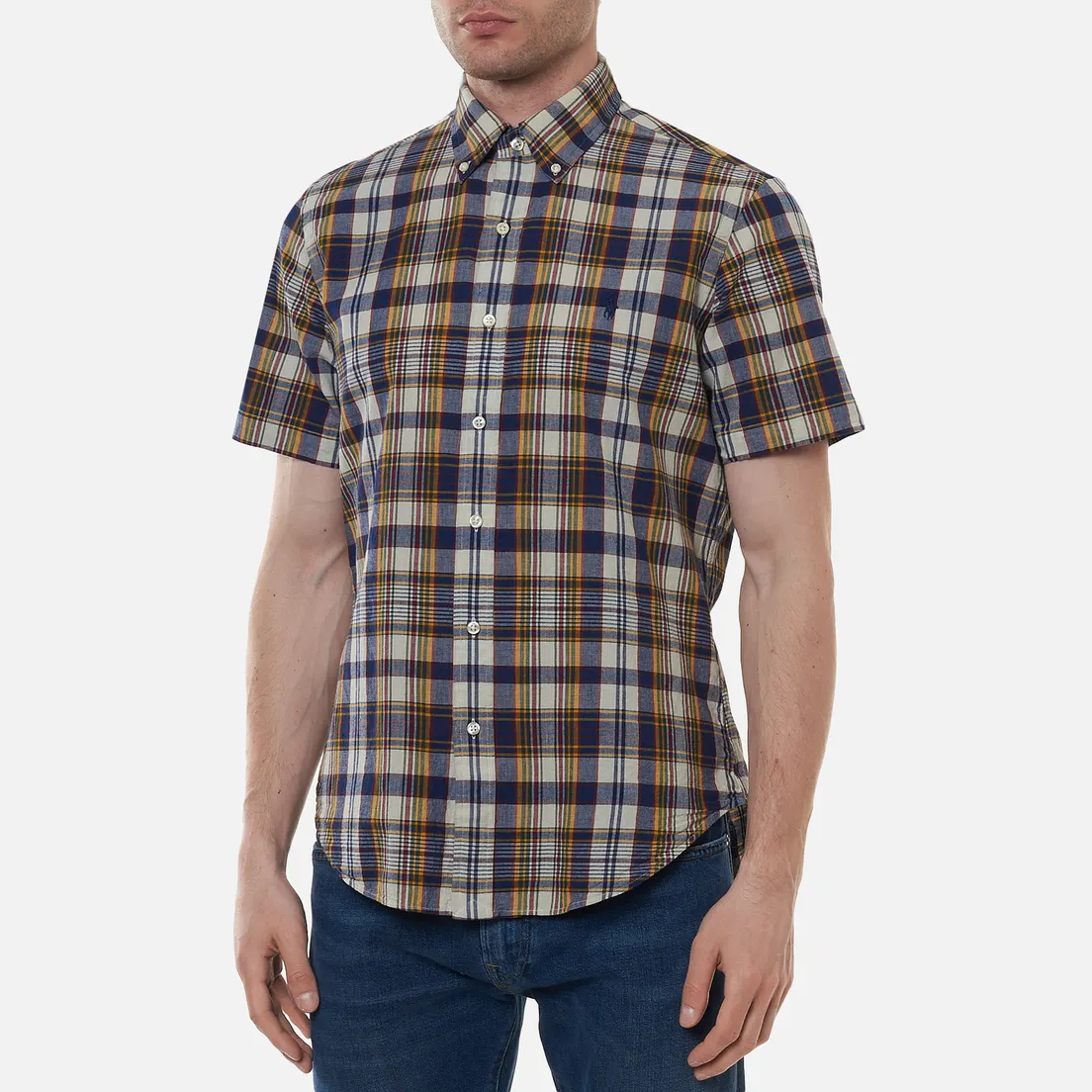 Polo Ralph Lauren Мужская рубашка Custom Fit Indigo Bleeding Madras
