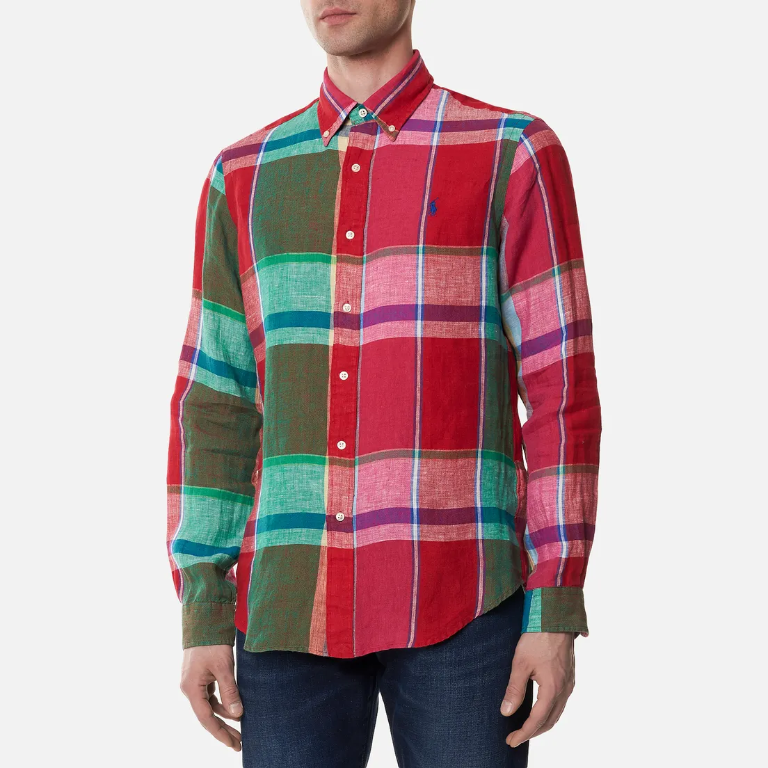Polo Ralph Lauren Мужская рубашка Linen Plaid Custom Fit