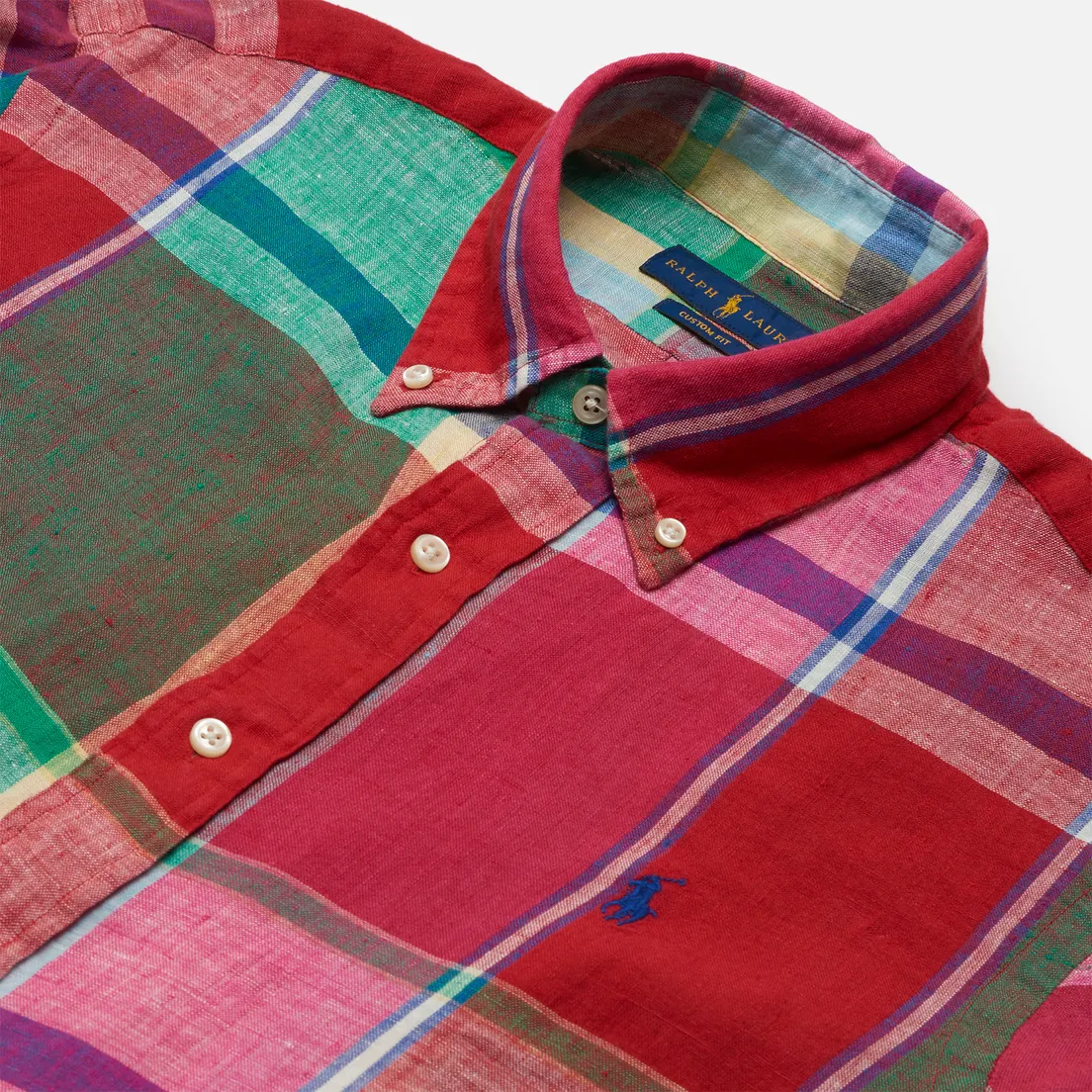 Polo Ralph Lauren Мужская рубашка Linen Plaid Custom Fit
