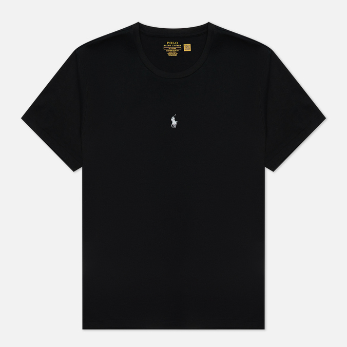 Мужская футболка Polo Ralph Lauren, цвет чёрный, размер S 710-839046-001 Custom Slim Fit Embroidered Logo Centre - фото 1