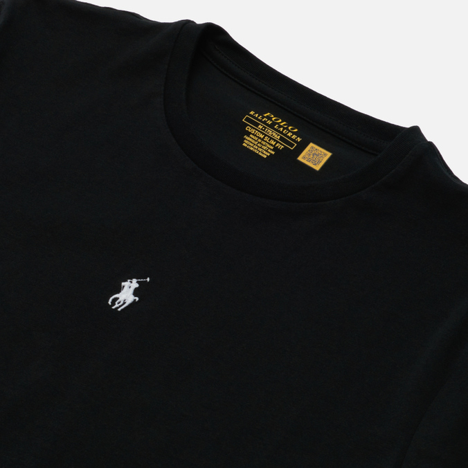 Мужская футболка Polo Ralph Lauren, цвет чёрный, размер S 710-839046-001 Custom Slim Fit Embroidered Logo Centre - фото 2