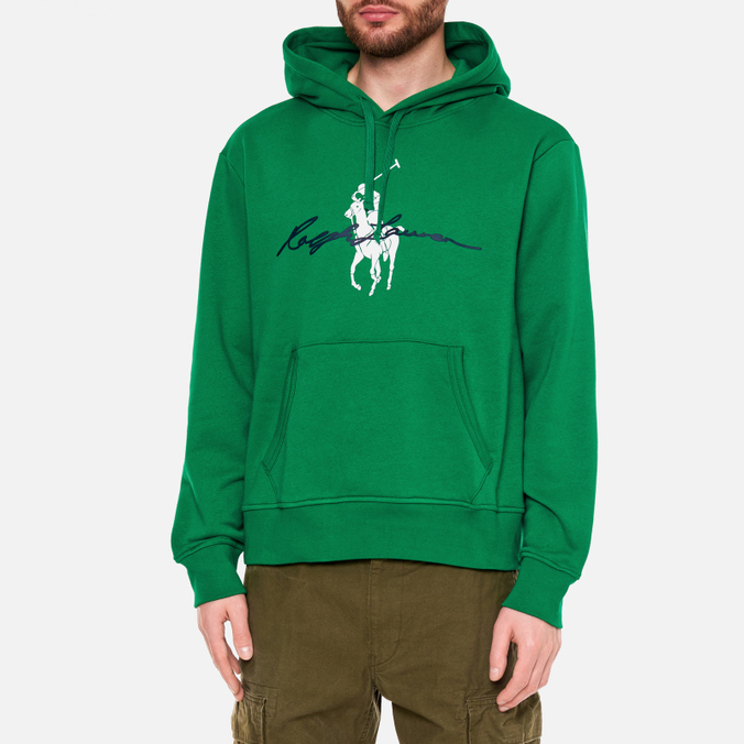 Мужская толстовка Polo Ralph Lauren, цвет зелёный, размер M 710-839053-010 Big Pony Logo Fleece Hoodie - фото 3