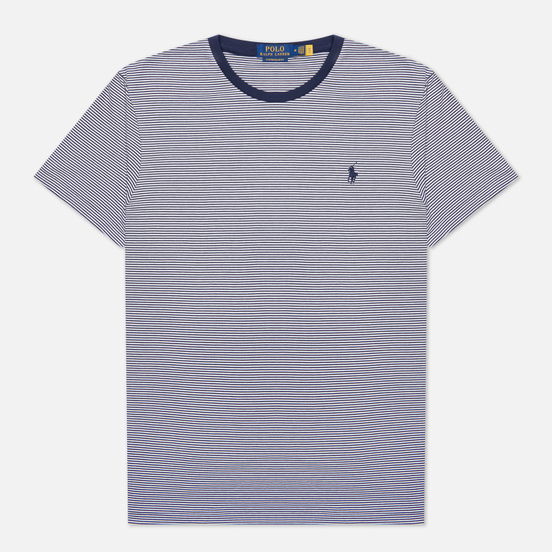 Мужская футболка Polo Ralph Lauren Custom Slim Fit Striped Crew Neck French Navy/White