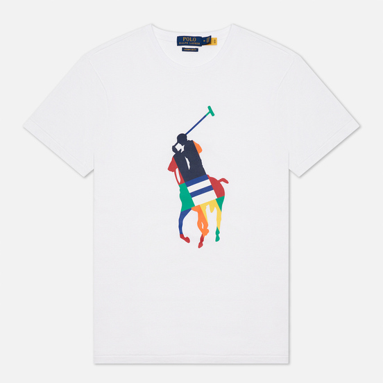 Мужская футболка Polo Ralph Lauren Custom Slim Fit Big Pony White