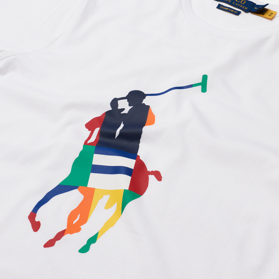 Мужская футболка Polo Ralph Lauren Custom Slim Fit Big Pony White